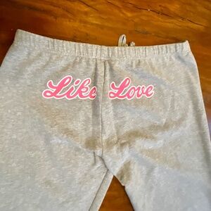 Like Love Gray Sweatpants with Pink NWOT SZ S